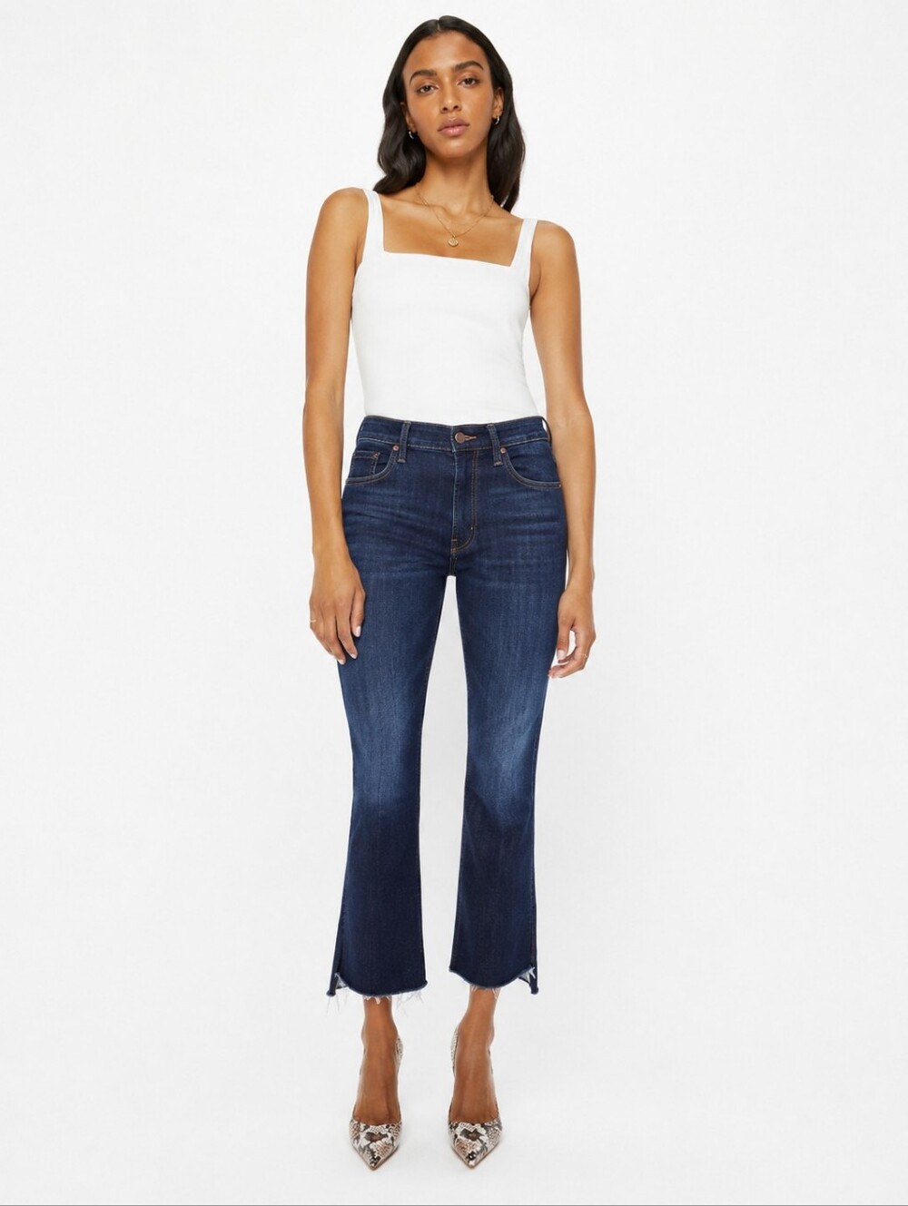 Mother The Insider Crop Step Fray Jeans In Off Limits Size 26
